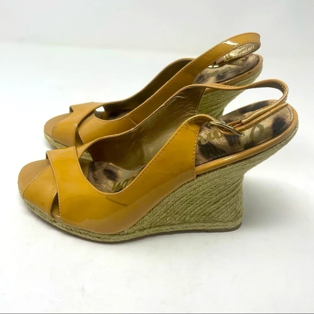 Sam Edelman Women's Leather Espadrille Sandals Sling Back | Wedge Heels